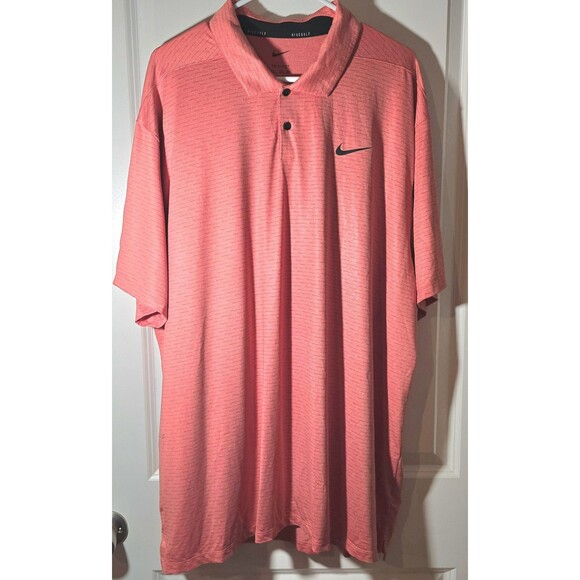 NIKE GOLF Polo Mens XXL Orange Striped Dri-Fit UV Short Sleeve Activewear - Picture 1 of 6